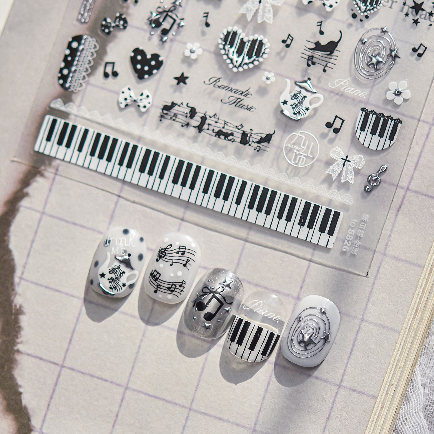 Musical Instrument Images - Adesivi per unghie 5D con musica