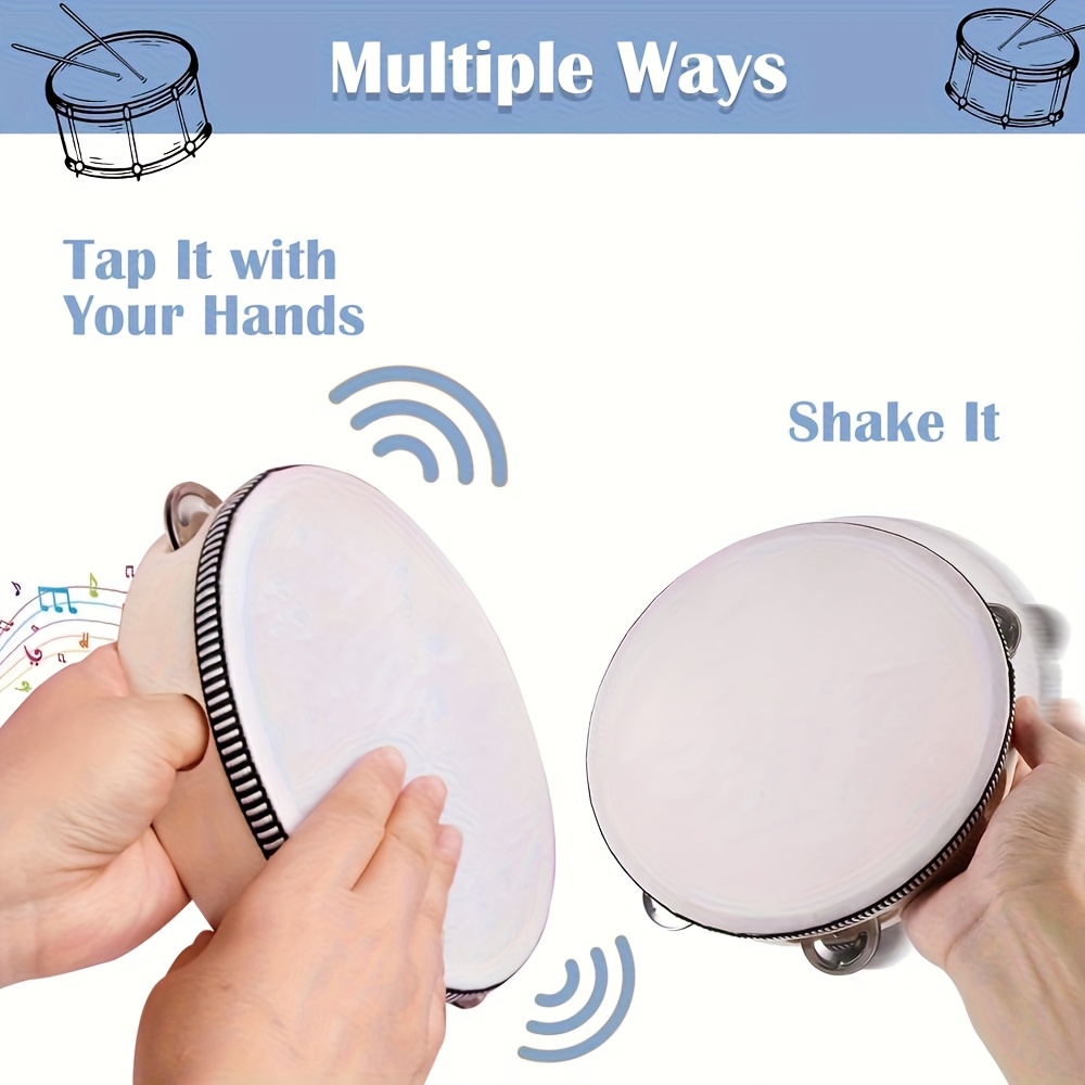 1/3 Tamburelli in Legno da 6/8 - Tambourine Hand Drum recensione e prezzo